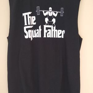 Graphic T-shirt sleeveless workout shirt "The Squat Father". Black